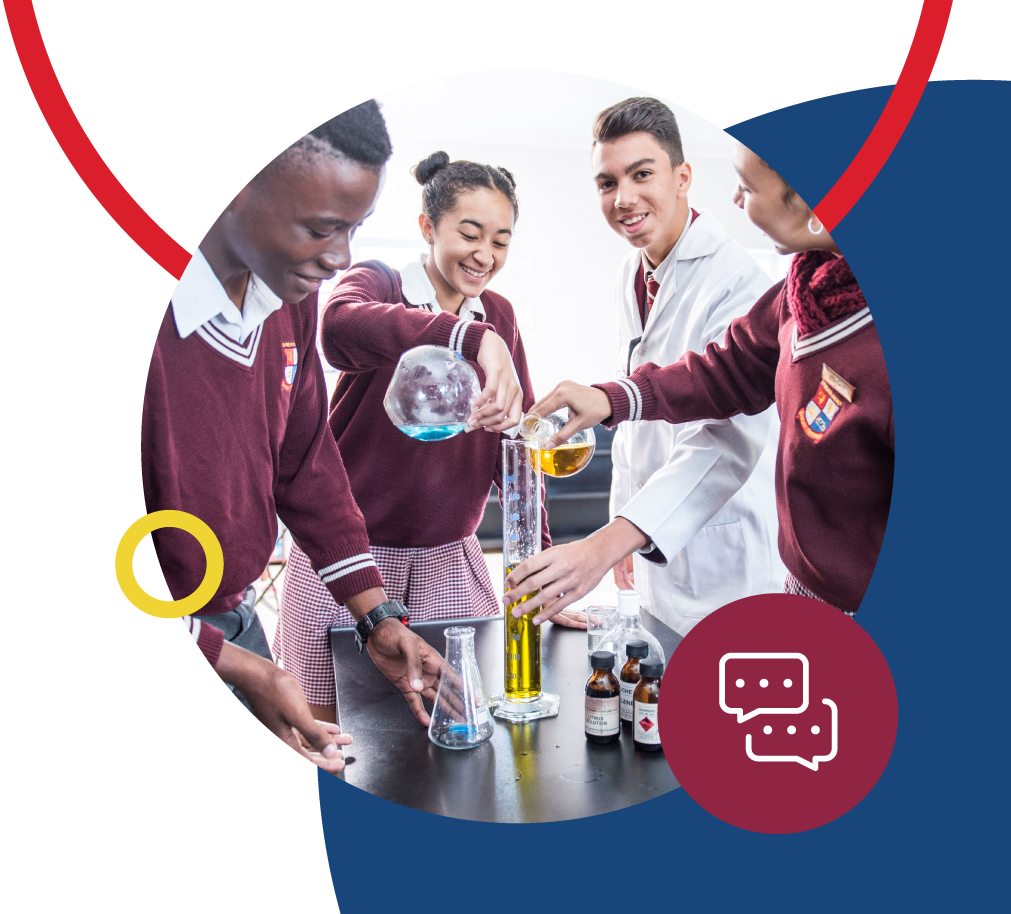Riverside College learners conducting experiments during a science class